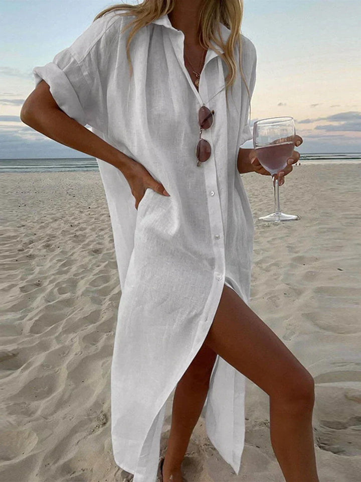 Patricia™ | Coastal Breezy Button-Up Dress