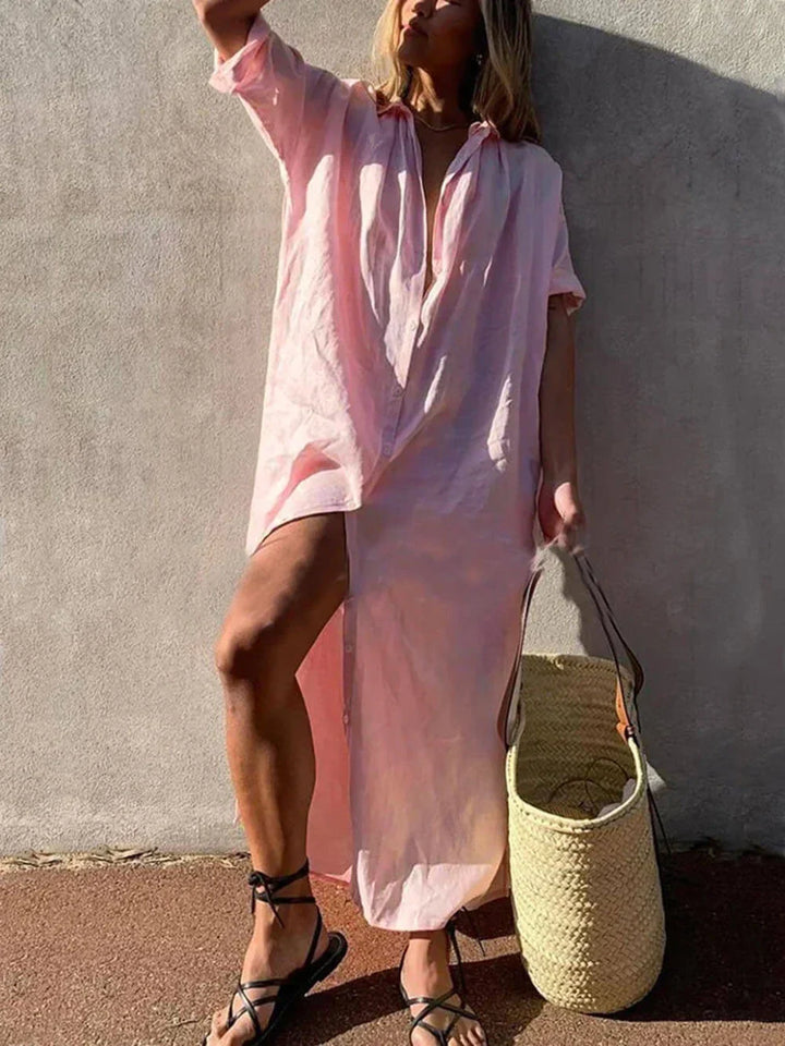Patricia™ | Coastal Breezy Button-Up Dress