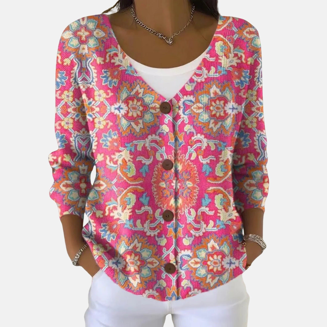 Amber | Patterned Button Cardigan