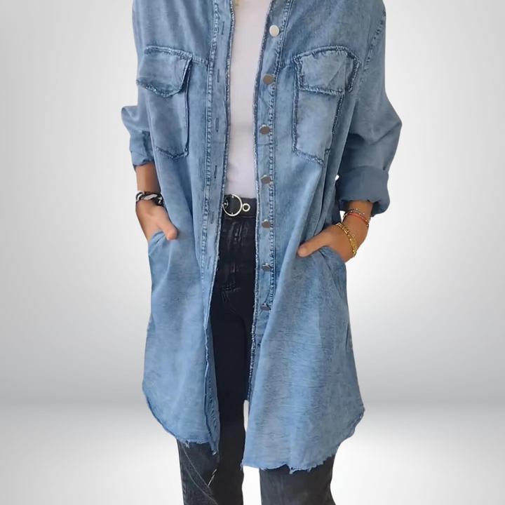Isabella® | Stylish & Versatile Long-Sleeve Denim Jacket with Collar