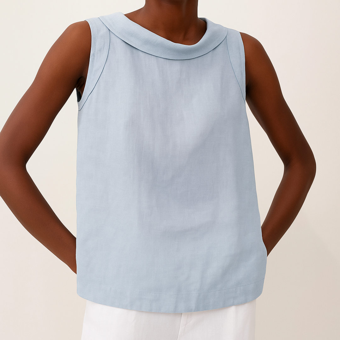 Lillian™ | Sleeveless Polished Collar Top