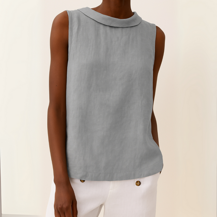 Lillian™ | Sleeveless Polished Collar Top