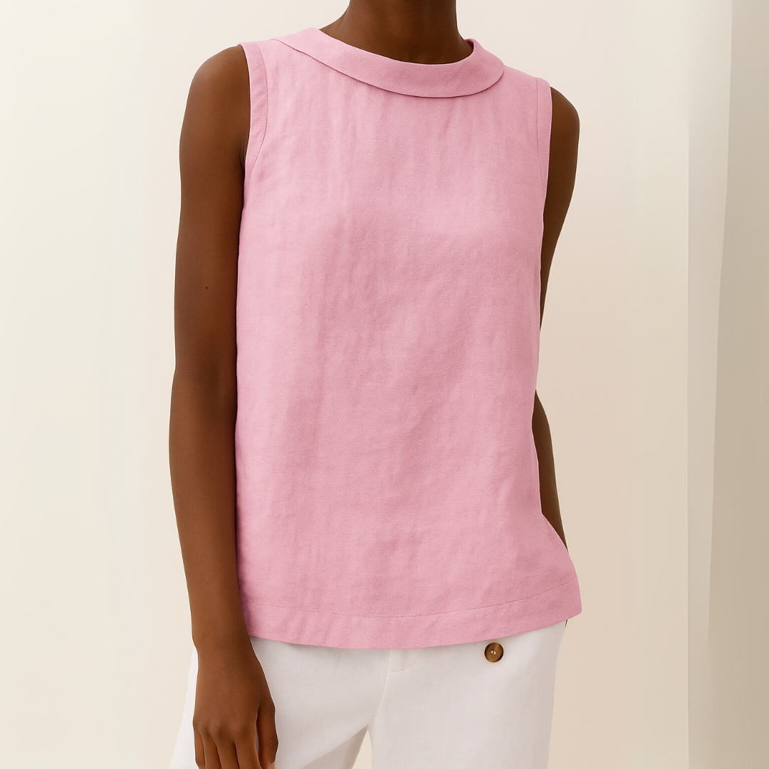 Lillian™ | Sleeveless Polished Collar Top