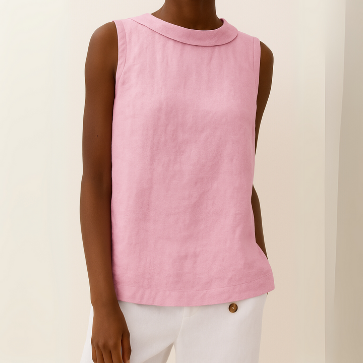 Lillian™ | Sleeveless Polished Collar Top