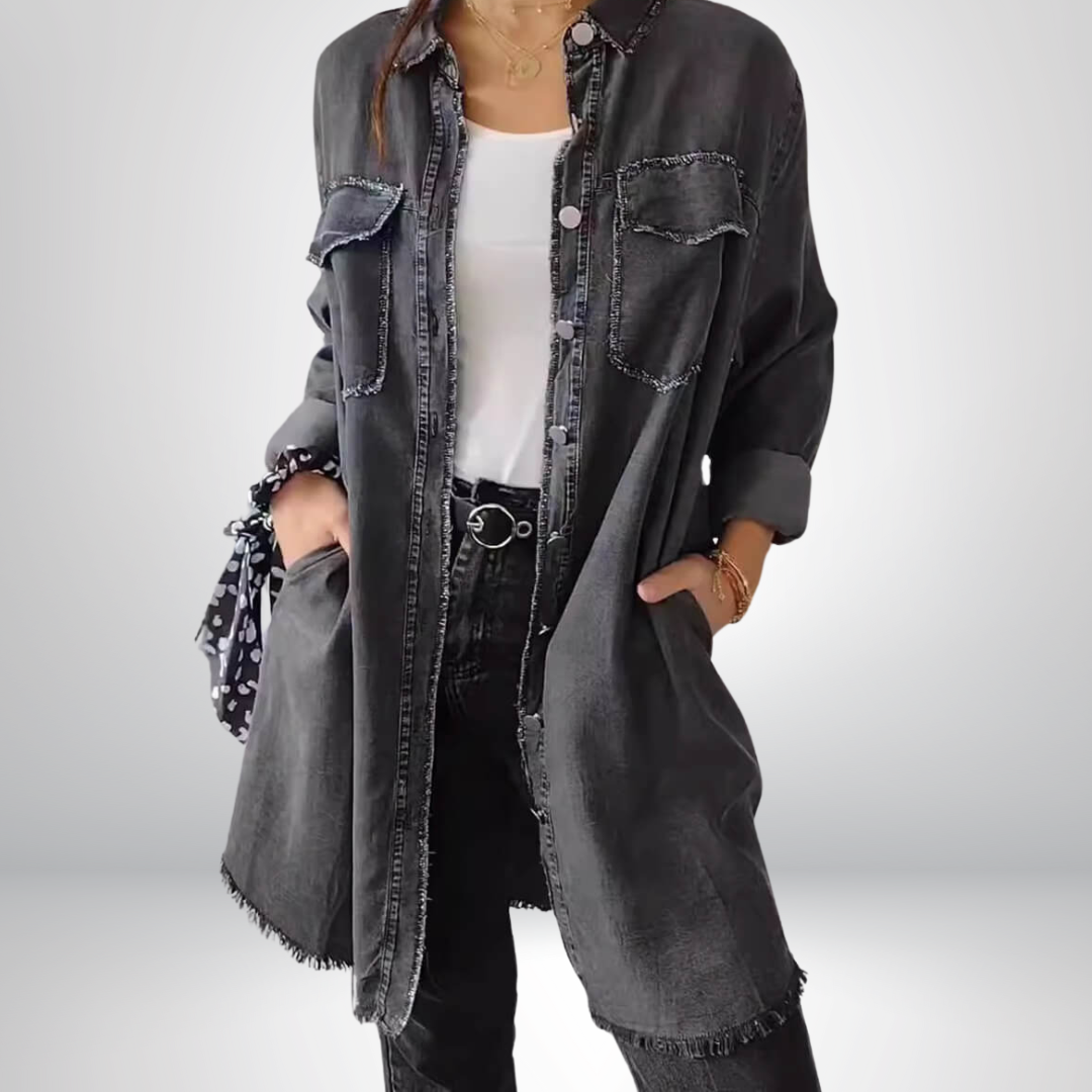 Isabella® | Stylish & Versatile Long-Sleeve Denim Jacket with Collar