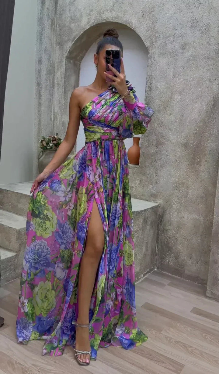 Julie | One-Shoulder Floral Maxi Dress