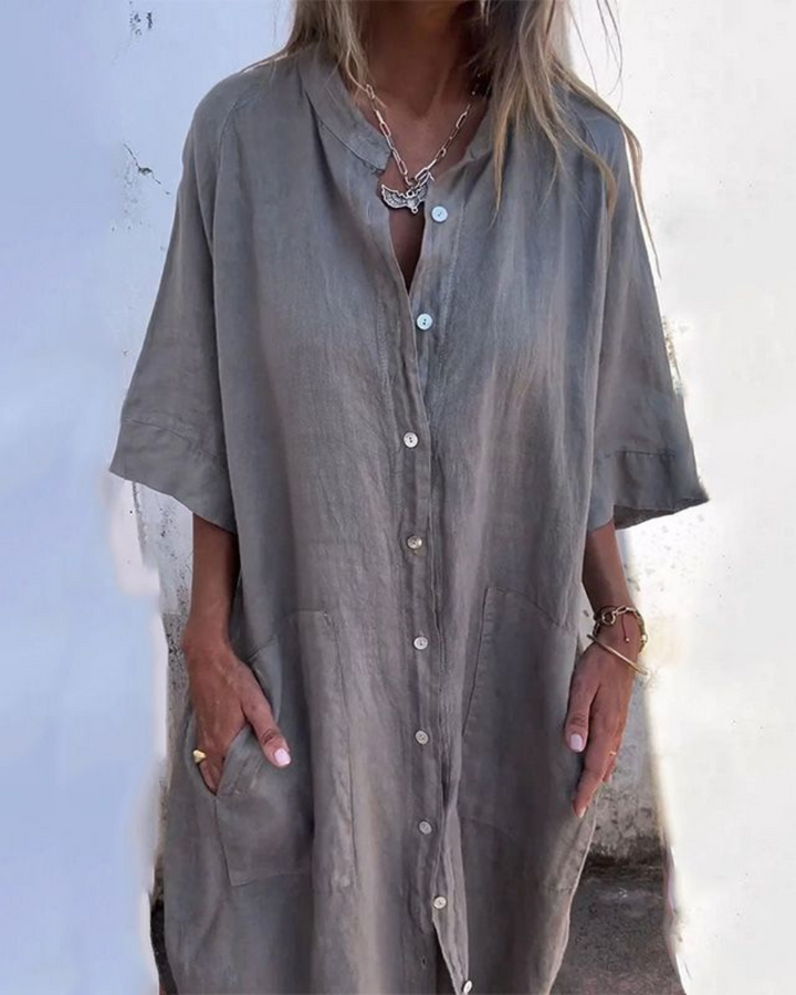 Savannah | Oversized Boho Shirt Dress with Embroidery