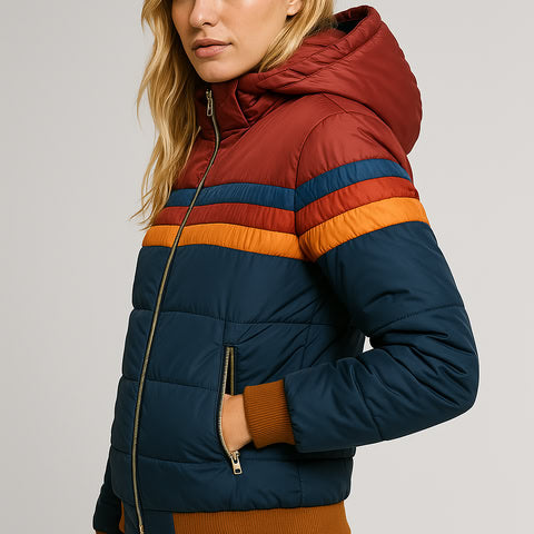Kendra | Retro Striped Puffer Jacket