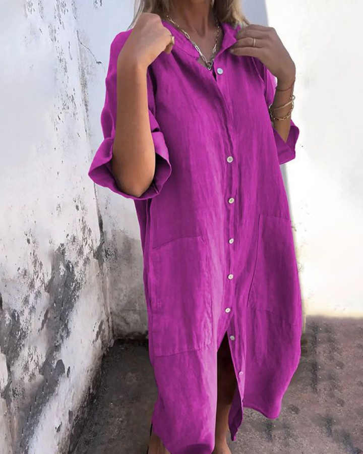 Savannah | Oversized Boho Shirt Dress with Embroidery