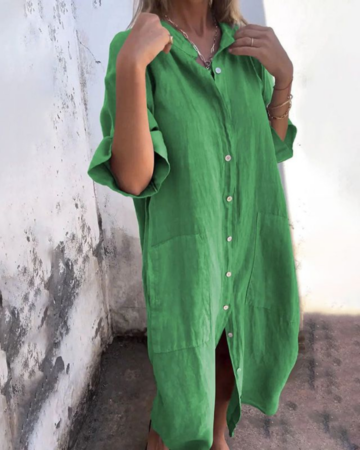 Savannah | Oversized Boho Shirt Dress with Embroidery