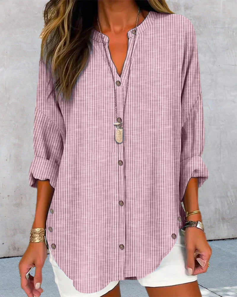 Janelle™ | V-Neck Button Blouse