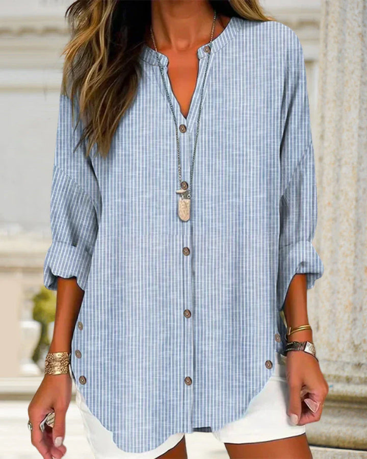 Janelle™ | V-Neck Button Blouse