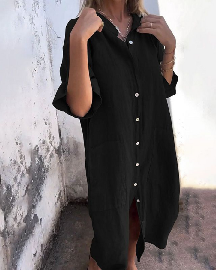 Savannah | Oversized Boho Shirt Dress with Embroidery