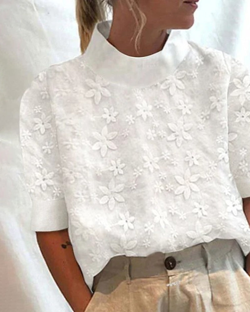 Eliza™ | Embroidered Blouse with Elegant Collar Detail