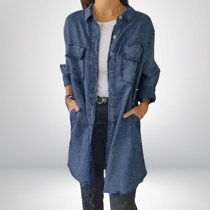 Isabella® | Stylish & Versatile Long-Sleeve Denim Jacket with Collar