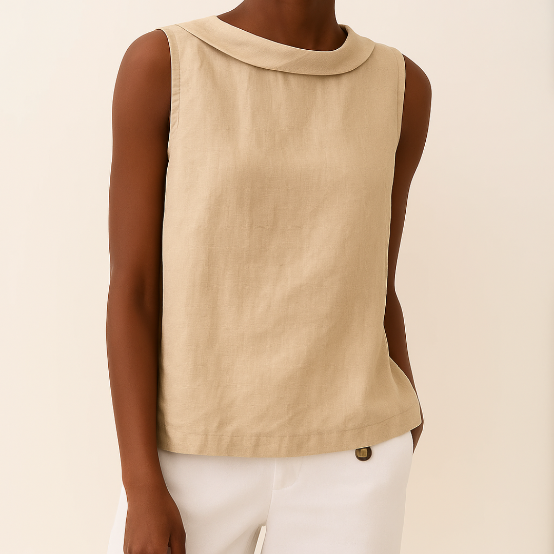 Lillian™ | Sleeveless Polished Collar Top