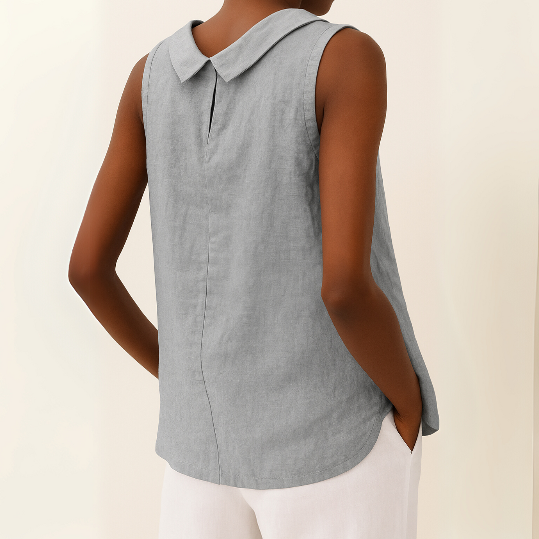 Lillian™ | Sleeveless Polished Collar Top