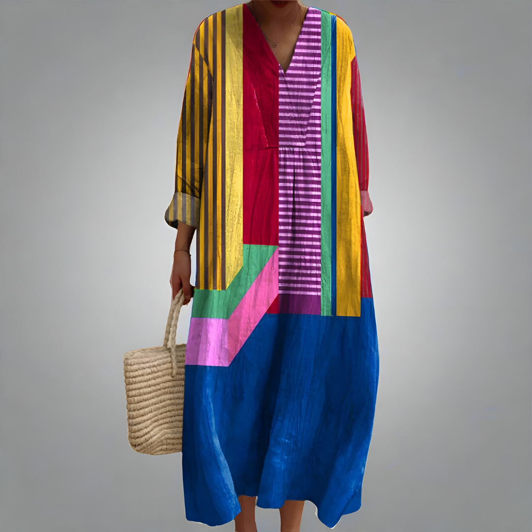 Nellie™ | Colorblock Loose-Fit Midi Dress