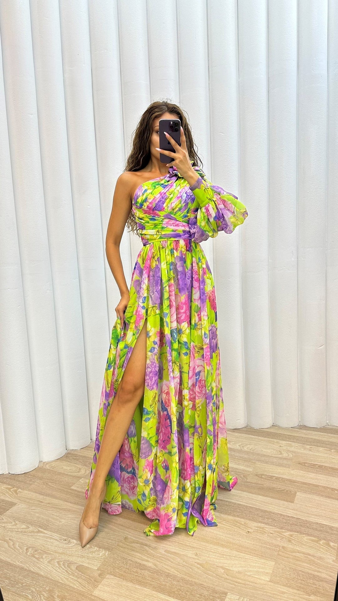 Julie | One-Shoulder Floral Maxi Dress