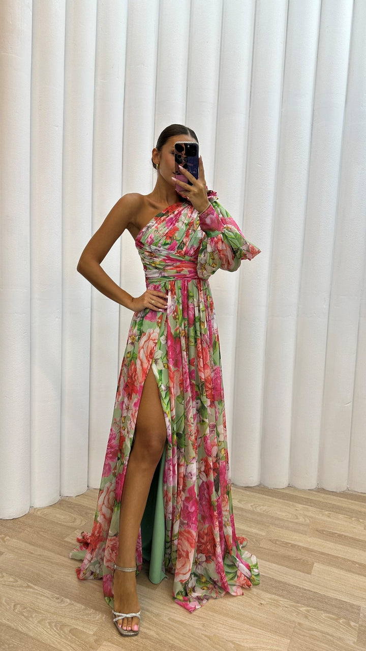 Julie | One-Shoulder Floral Maxi Dress