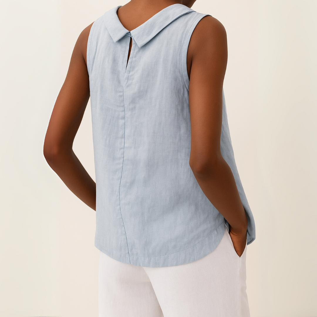 Lillian™ | Sleeveless Polished Collar Top