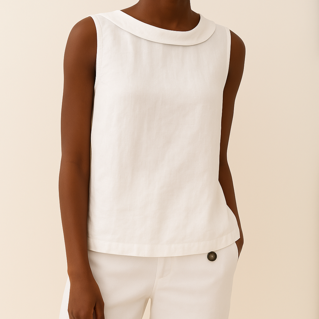 Lillian™ | Sleeveless Polished Collar Top