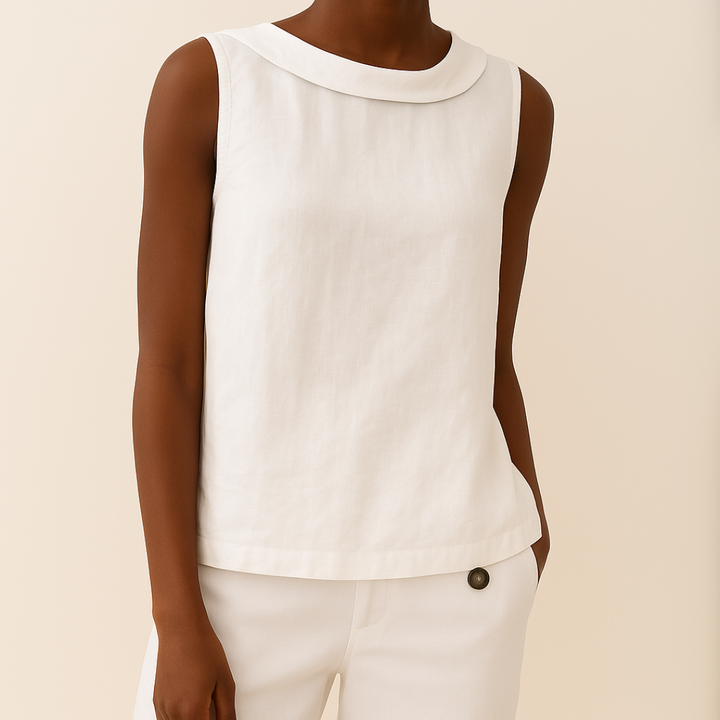 Lillian™ | Sleeveless Polished Collar Top