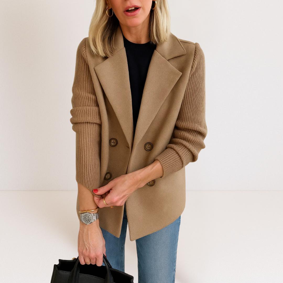 Jocelyn | Modern Knit-Sleeve Blazer Jacket