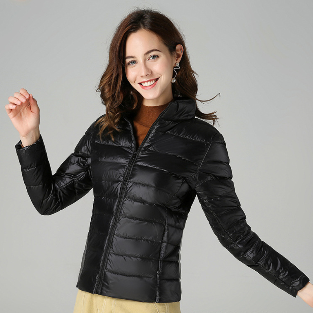 Charlotte™ | Ultralight Down Jacket with Sophisticated Pleats