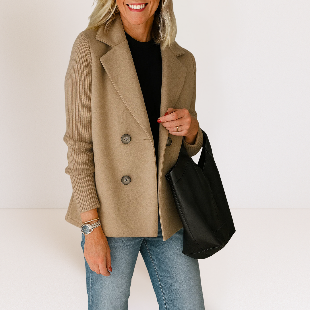 Jocelyn | Modern Knit-Sleeve Blazer Jacket