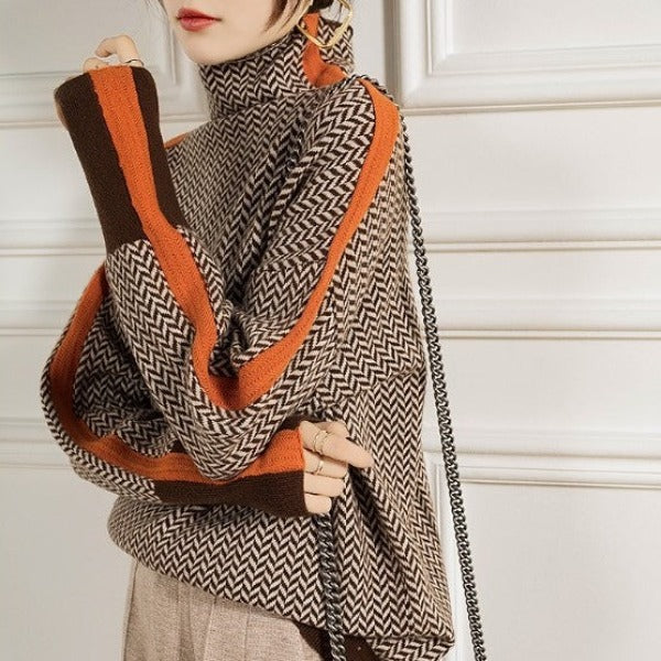 Haven | High Neck Patterned Sweater