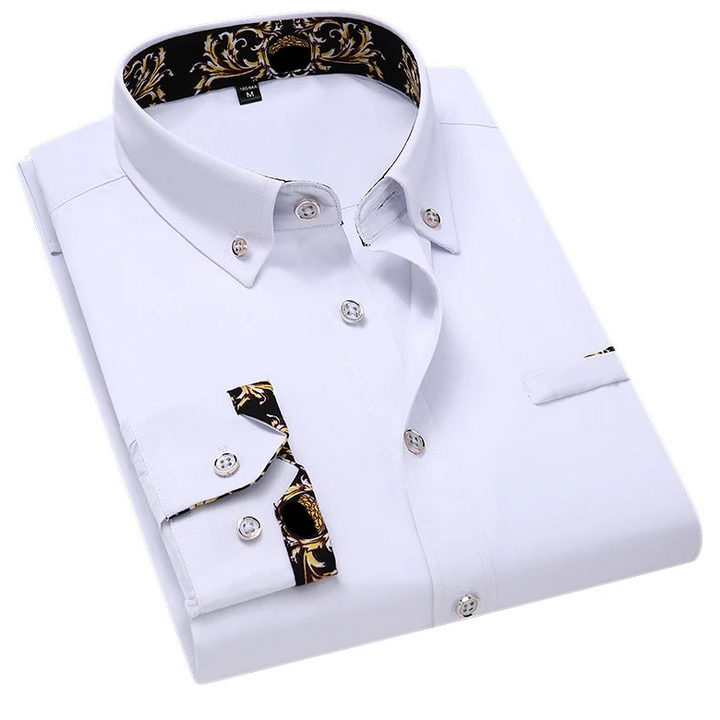 Leonard | Elegant Contrast Trim Long Sleeve Shirt