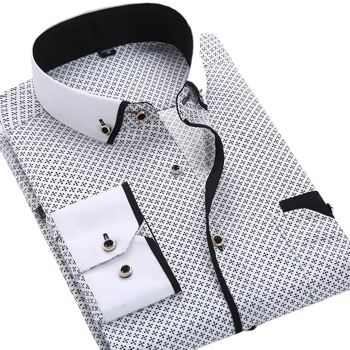 Joel | Modern Pattern Contrast Long Sleeve Shirt