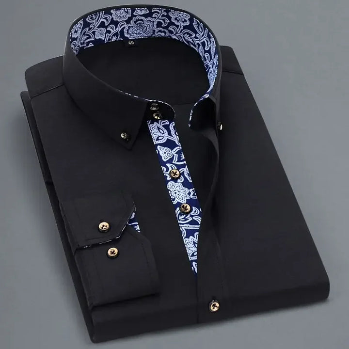 Harrison | Classic Floral Trim Long Sleeve Shirt