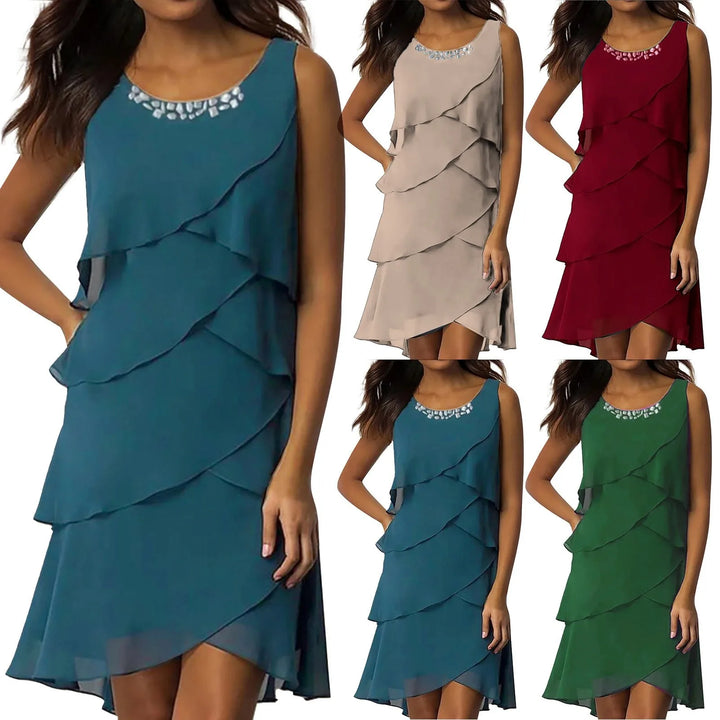 Lois™ | Layered Jewel-Neck Party Dress