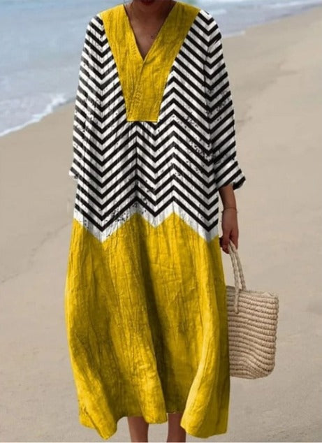 Rachel | Women's Vintage Geometric Pattern Art Print Dress