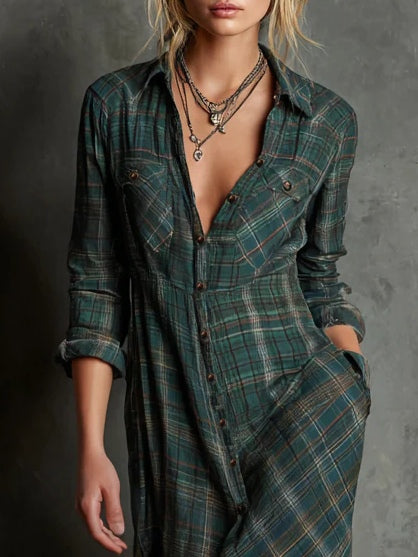 Haven | Plaid Maxi Shirt Dress