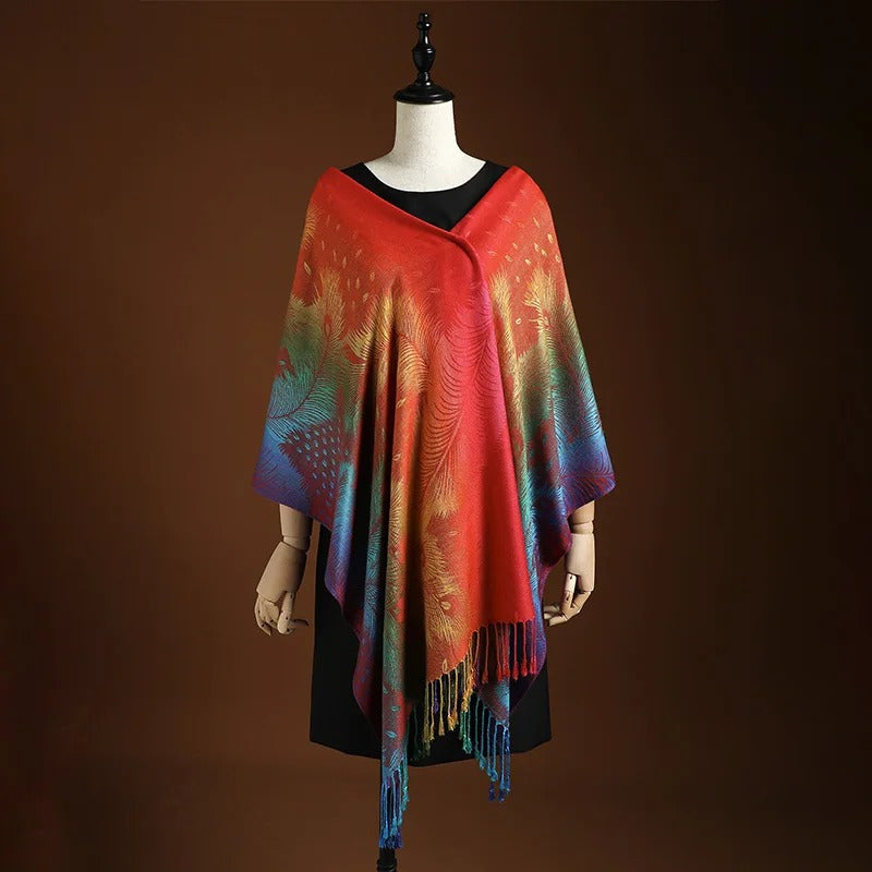 Francesca | Vibrant Peacock-Inspired Shawl