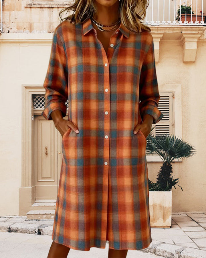 Jasmine | Plaid Button Shirt Dress
