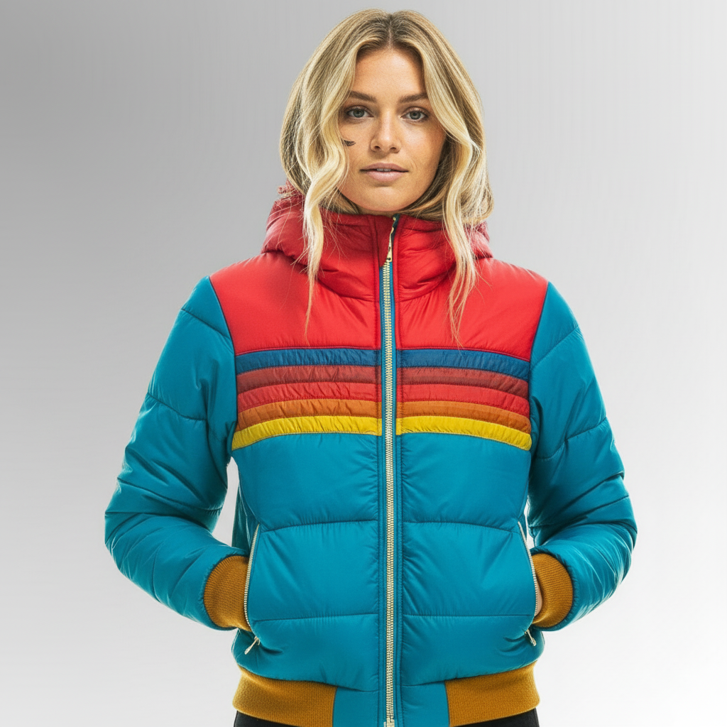 Kendra | Retro Striped Puffer Jacket