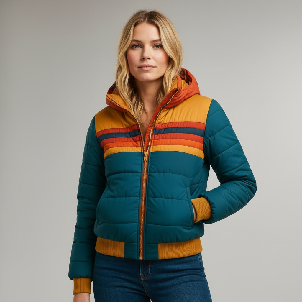 Kendra | Retro Striped Puffer Jacket