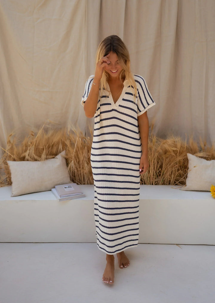 Helen™ | Classic Knit Striped Summer Dress