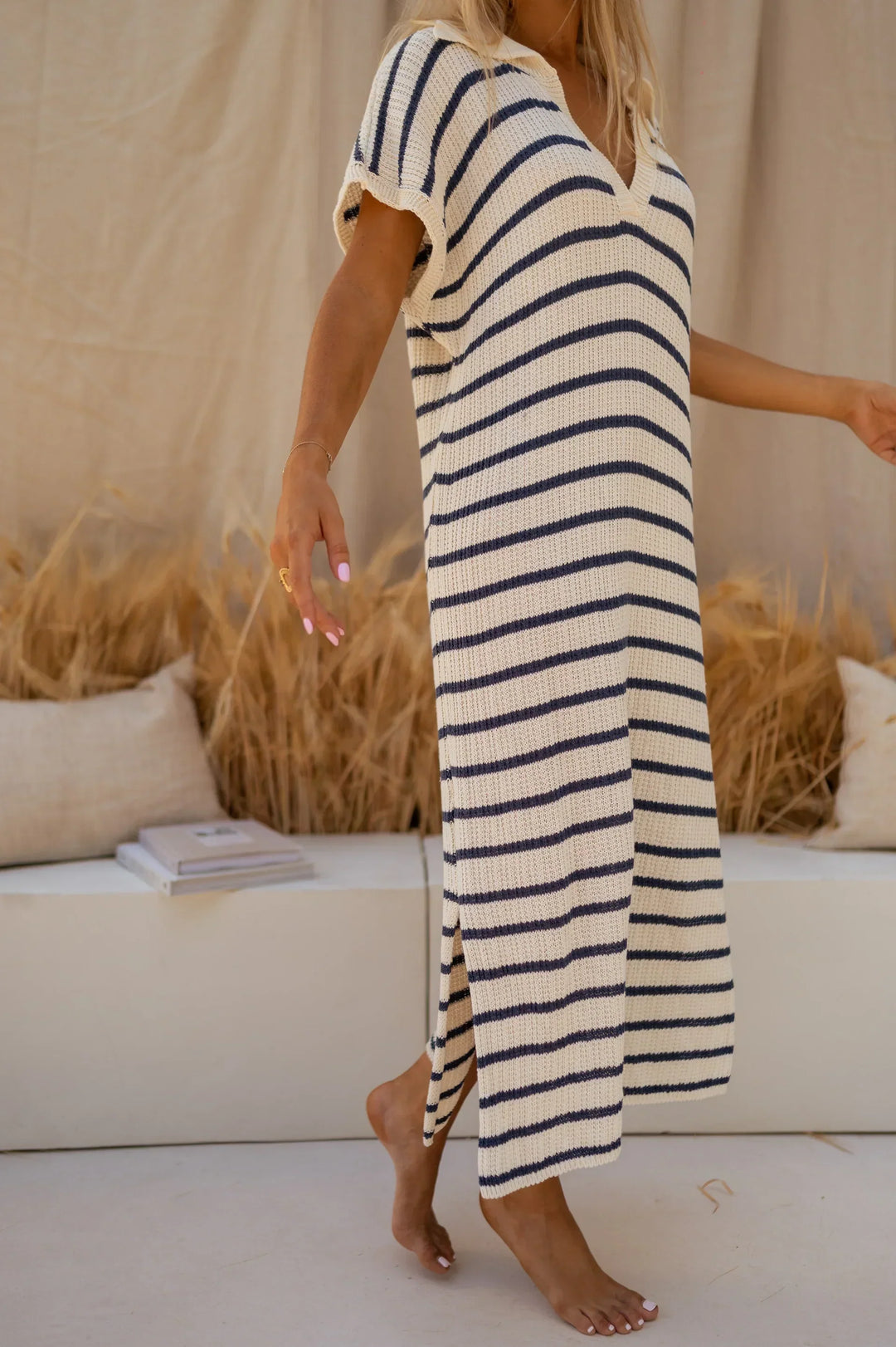 Helen™ | Classic Knit Striped Summer Dress