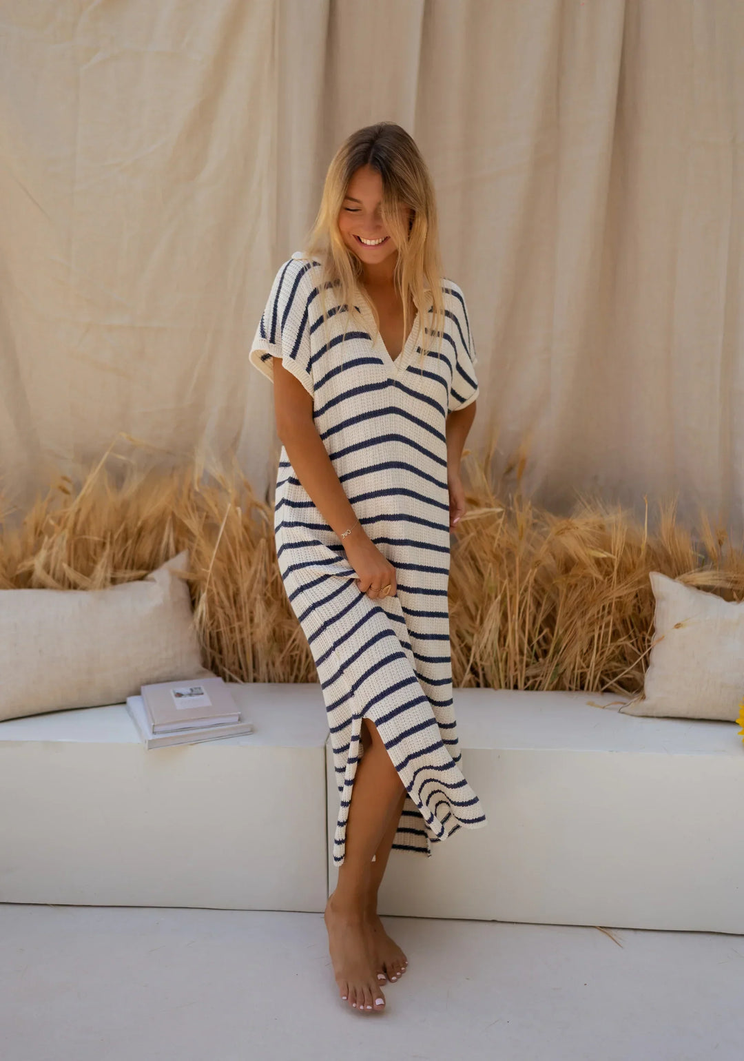 Helen™ | Classic Knit Striped Summer Dress