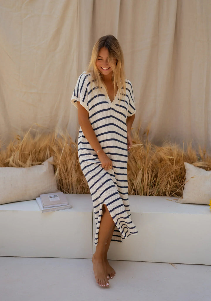 Helen™ | Classic Knit Striped Summer Dress