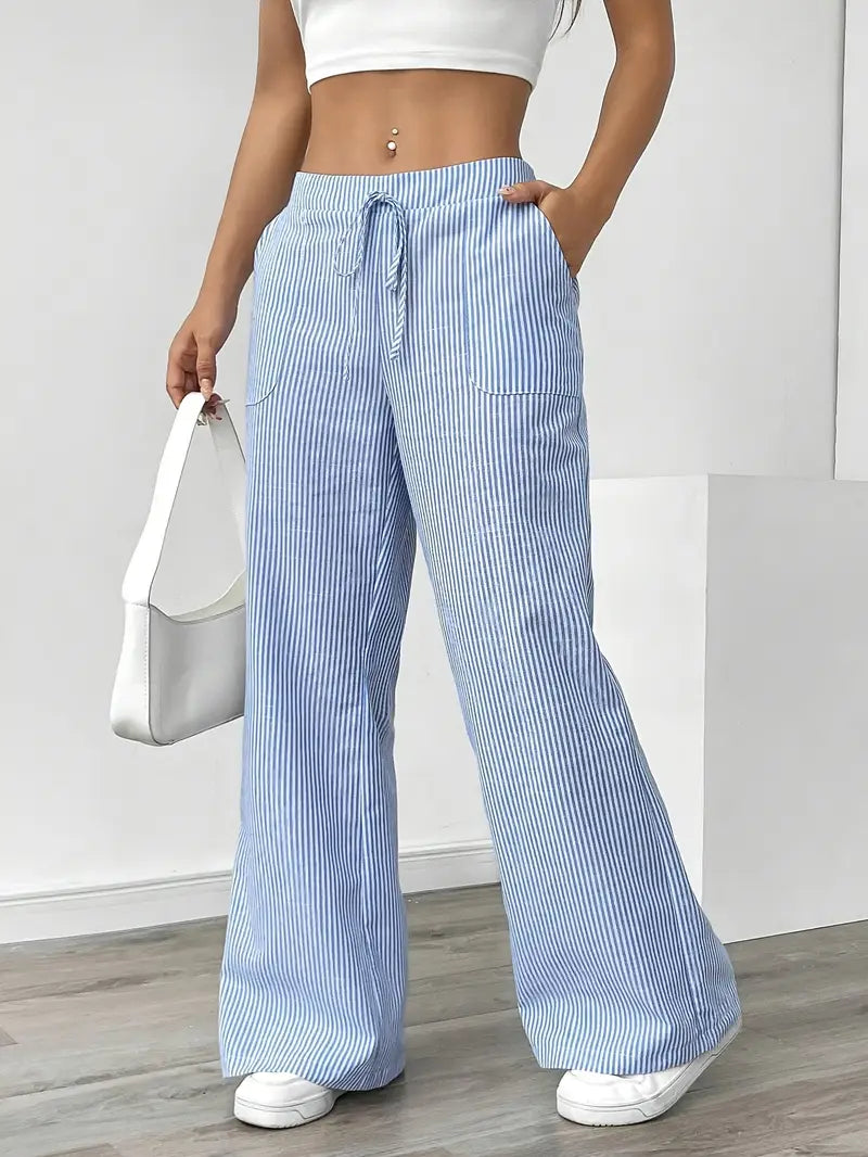 April | Elegant Striped Pants with Pockets