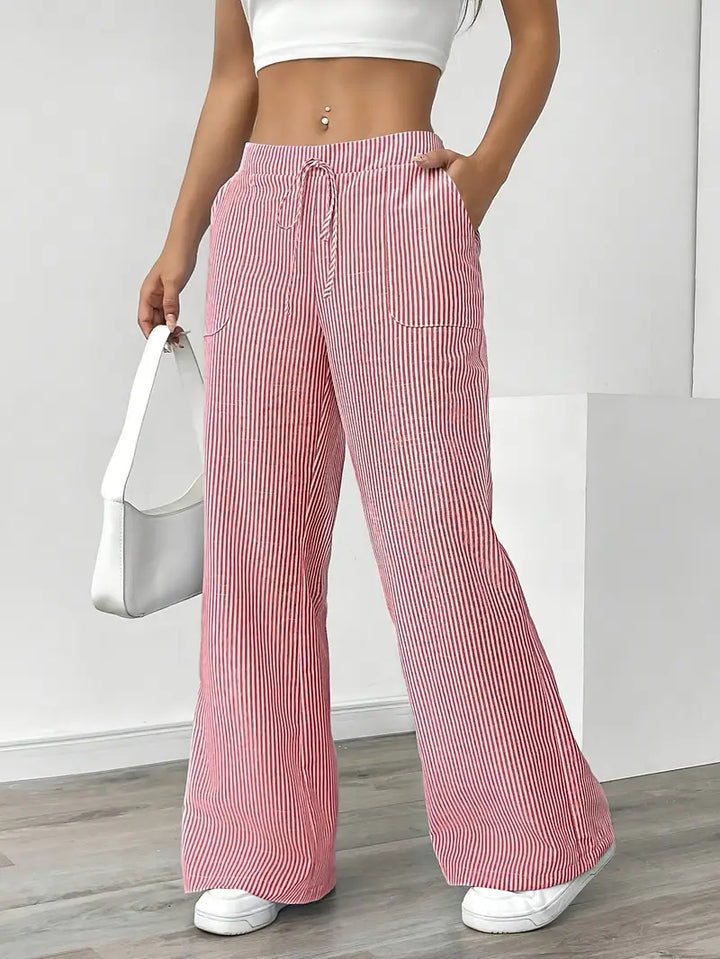 April | Elegant Striped Pants with Pockets
