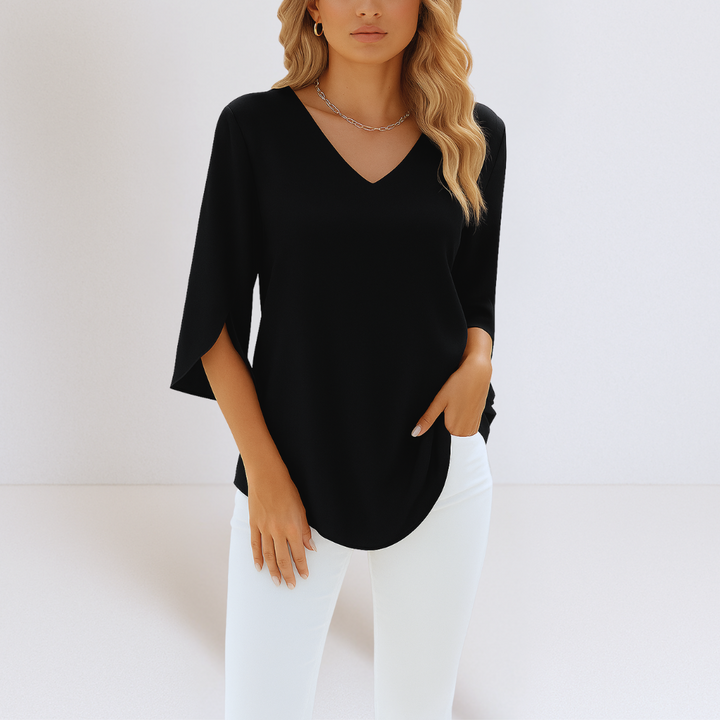 Peggy™ | V-Neck Blouse Slit Sleeve Essential