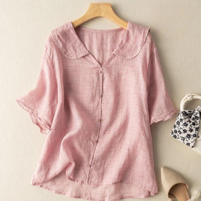 Lucy™ | Lightweight Linen Blouse with Subtle Elegance