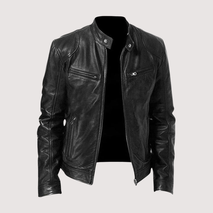 Zachary | Classic Stand Collar Leather Jacket
